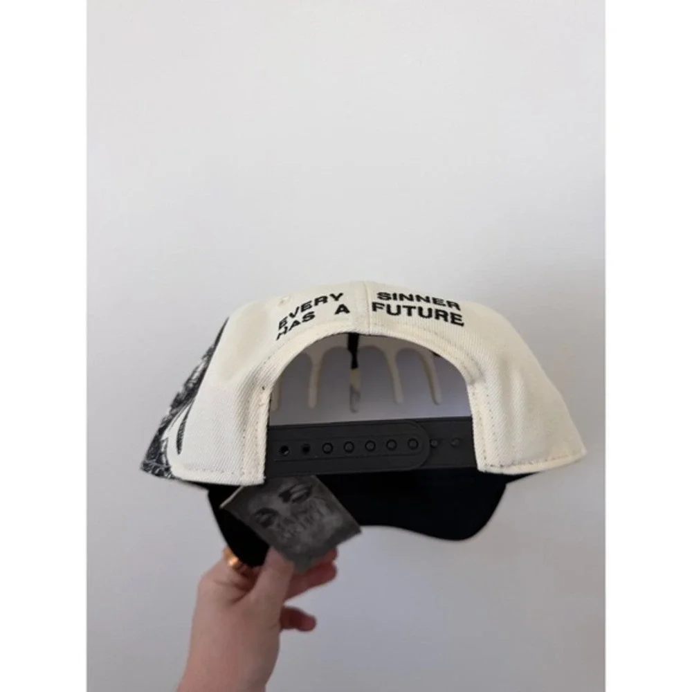 Maison Article Adjustable Hat – "Every Sinner Has a Future" Cross – Cream/Black - Picture 3 of 5